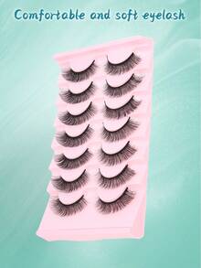 7 Pairs Lashes Natural Look False Lashes Wispy Lashes Fake Eye Lashes Strip Lashes Natural Eyelashes Wispy Natural Lashes - Black - View 3