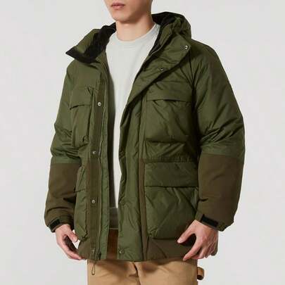 Under Armour Men's Cotton Padded Utility Down Jacket - GRN, Comfortable Loose Fit Down Jacket 6000986-308 (85% Down, 15% Feather)