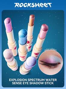 ROCK SWEET Shimmering Spectrum Eyeshadow Stick - One Swipe Creates Matte, Luminous And Smoky Eye Makeup, Featuring Earthy Tones, Smudge-Proof Cosmetics - 06#紫粉金色 - 查看 6