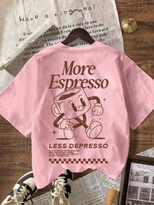 更多 Espresso Coffee Club 图案休闲圆领短袖T恤（女士夏季款） - 淺粉色 - 查看 3