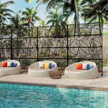 Pantalla de Privacidad Exterior de Metal con Base | Biombo Decorativo Autosoportante 180x116 cm | para Jardín, Terraza, Patio o Balcón | Cerca de Protección y Decoración - Diseño de hoja - Ver 3