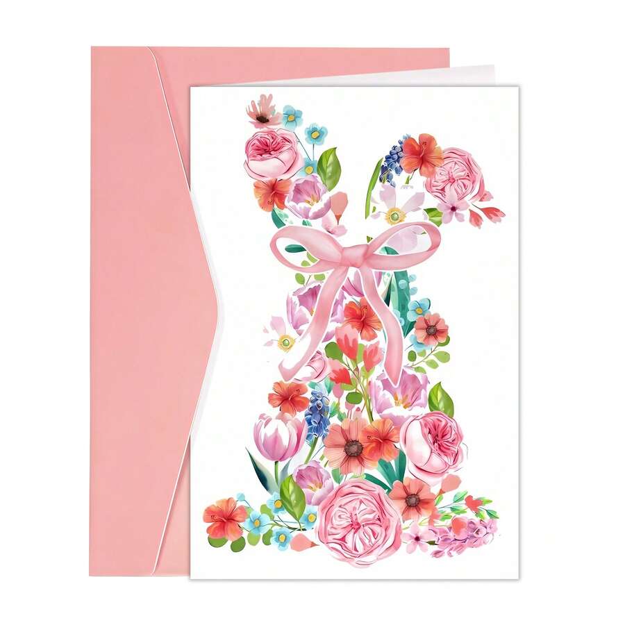 Fun Rabbit Easter Greeting Card Spring Gift Invitation 1pc Funny Rabbit Easter Birthday Card, Spring Card, Bunny Flowers, Ideal Gift For Friend Brother Sister Son Daughter Husband Wife Boyfriend Girlfriend - Sets - View 1