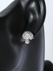 一对简约优雅小巧可爱蘑菇形闪亮立方氧化锆耳钉，适合日常佩戴 - 彩色 - 查看 6