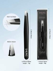 SHILING 不锈钢眉镊，黑色眉毛去除工具 - 查看 3