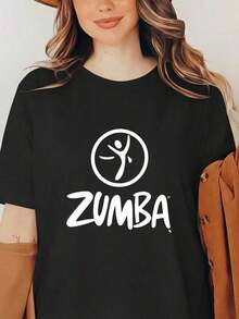 Zumba Workout Graphic T-Shirt  Short Sleeve Crew Neck Unisex Dance Ness Gym Tee Novelty Aerobics Instructor Gift For Men Women Soft Breathable Casual Summer - 黑色2 - 查看 2