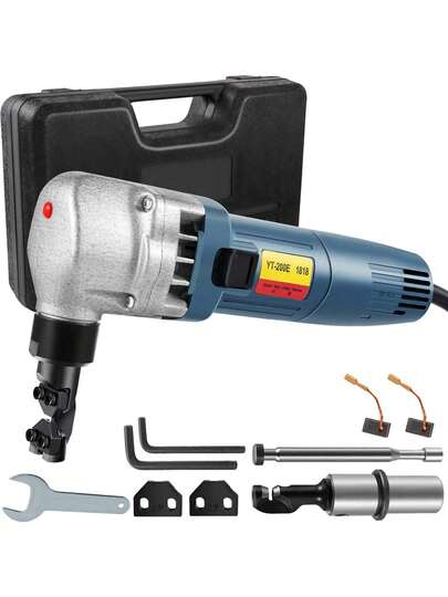 Sheet Metal Nibbler 380W, Electric Metal Nibbler 1800RPM High Speed Rotor 0.07in/1.8mm, Metal Nibbler Cutter W Replaced Blades Storage Case For Cutting Stainless Steel, Aluminium, Plastic