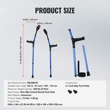 Bastones y muletas - Peso máximo de 350 lbs, altura ajustable, sin cierre, 140-188 cm. - Ver 7