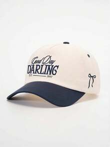 1顶绣有“DARLING”字样的侧边蝴蝶结撞色棒球帽，可调节遮阳休闲帽，适合春秋季旅行，多功能遮阳帽，Y2K风格，适合年轻人 - 棒球帽 - 查看 21