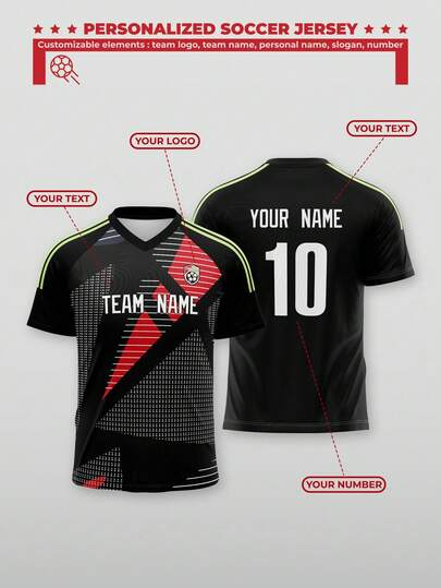 Áo thi đấu bóng đá kiểu Nhật Bản, thiết kế riêng cho mùa giải 2026, với màu in đen và đỏ, thích hợp cho các hoạt động thể thao ngoài trời, các trận đấu bóng đá và xem bóng đá.