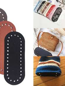 5.5*18.5cm Oval Knitted Bag Bottom Leather Patch, Handmade Base Suitable For Crochet Bag DIY - Multicolor - View 4