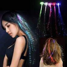 12 piezas Luces LED para el cabello de fibra óptica, extensiones de cabello LED con clip, pasador de baile con luz intermitente, trenza que brilla en la oscuridad, accesorios para fiestas - Multicolor - Ver 7