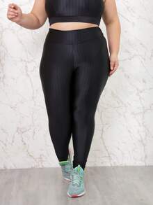 Calça Legging Texturizada 3D Cintura Alta em Poliamida com Elastano Academia - Preto - Visão 4