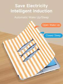 Kingsung Line And Fish Pattern Tablet Case, Compatible With 9.7/10.2/10.5/10.9/12.9/Pro 11, 10th Generation, Compatible With Samsung Galaxy Tab S6 Lite 10.4-Inch, Compatible With Kindle Paperwhite 12th Gen 2024, Kindle (11th Generation) 2022 Version, Kobo Clara Color, Soft And Drop Resistant, Intelligent Standing/Automatic Wake-Up/Sleep - Multicolor - View 5