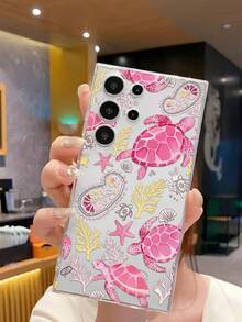 1pc Fashionable Creative Pink Sea Turtle, Seashell, Seaweed Soft Phone Case, Compatible With Huawei Honor, Galaxy A04e/12/A13/A14/A34/A50/A52/A53/A54/S21/S22/S23/S24/S25/S25Ultra/S25FE/S26/S26 PLUS/S26 ULTRA/S26 EDGE, 6A/7A/8A, 12T/13T/15T/15T Pro - Clear - View 4