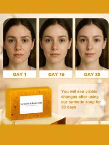 6/3/1块姜黄柠檬手工皂，每块100克，适用于洗脸、沐浴和清洁。泡沫丰富，深层清洁并滋润肌肤，采用精油制成。 - Lemon - 查看 3