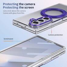 VIETAO 360°旋轉隱形支架透明材質手機殼，適用於 Galaxy Z Fold 8 Ultra 7 6 5 4 Fold7，附強化玻璃螢幕保護貼 - 紫色 - 查看 4