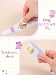 60 piezas Juego de tarjetas de rascar para baby shower: Tarjetas de rascar de prueba de embarazo rosa, divertidas tarjetas de rascar para anuncio de embarazo, tarjetas exclusivas de rascar para baby shower de niña - Multicolor - Ver 11
