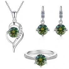 3pcs Jewelry Set: 1ct Moissanite Necklace + 1ct Moissanite Ring + 0.5ct*2 Moissanite Earrings, Suitable For Women's Daily Wear, Wedding & Engagement - One Set Of 1CT + 1CT + 0.5CT*2 - View 3