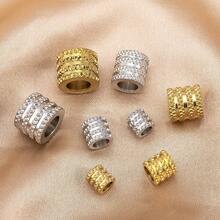 20 piezas de cuentas de malla de acero inoxidable dorado con textura y agujero grande, adecuadas para hacer collares, pulseras y joyería DIY - 20 piezas - Ver 8