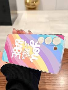 1个彩色彩虹励志标语软壳手机壳，兼容华为荣耀、Galaxy A04e/12/A13/A14/A34/A50/A52/A53/A54/S21/S22/S23/S24/S25/S25Ultra/S25FE/S26/S26 Plus/S26 Ultra/S26 Edge、6A/7A/8A、12T/13T/15T/15T Pro - 無色 - 查看 3