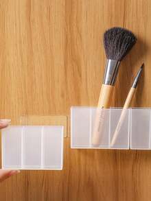 1pc Wall-Mounted Compartment Mirror Cabinet, No Drilling Required, Small Items Organizer Box For Tweezers, Scissors, Eyebrow Pencils, Makeup Brushes, Lipstick - View 10