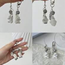 Glacier Series Pendant, Flocked Cartoon Polar Bear Keychain Pendant, 3D Cute Ins Bag Charm Gift - Multicolor - View 2