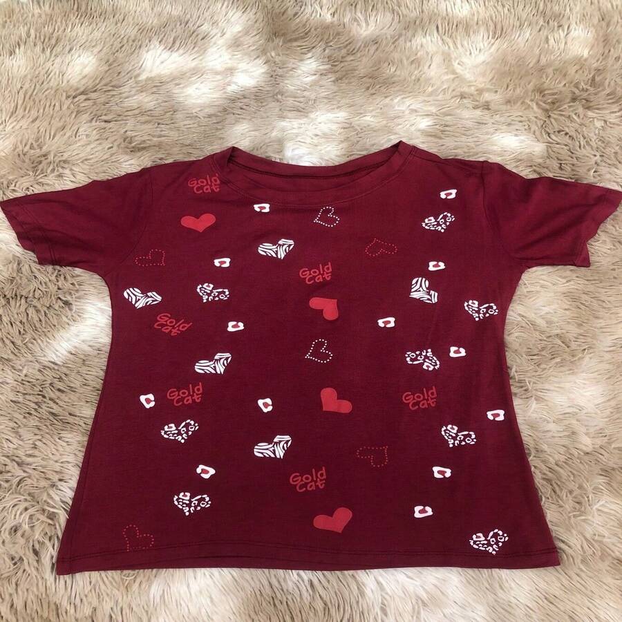 Women's Baby Look Gold Cat New Release - 酒紅色 - 查看 1
