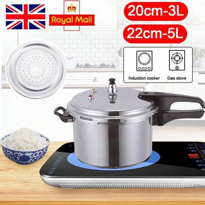 3L/5L Aluminum Alloy Pressure Cooker – Large Induction Hob Compatible Cooker With Dual Handles For Fast Cooking At Home Or In Catering Kitchens (20/22cm Pressure Cooker)