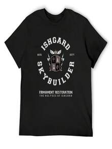 Skybuilders - Ishgard Restoration FFXIV T-Shirt Graphic Shirts Blue Lock Aesthetic Clothing Man Clothes Shirts Graphic Tee Men - màu đen - Xem 1