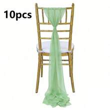 10 Pieces Wedding Tulle Sashes For ​Decoration Ribbon Chair Back Rectangular Cheesecloth Rustic Photography Props Decoration Elegant Anniversary Dinner Graduation Party Barbecue Ceremony Reception - Mint Green - View 6