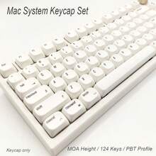 124 Keys Style Keycaps, Minimalist Retro Design Keycaps, MOA Height Spherical Keycaps, PBT Dye-Sublimated, Suitable For 61/64/75/87/98/104/108 Key Mechanical Keyboards - View 5