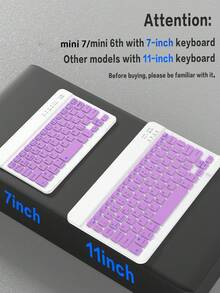 Wireless Keyboard Case Compatible With Ipad, Detachable Leather Protective Cover With Pencil Slot, Auto Sleep/Wake Function, 150mAh Wireless Bluetooth Keyboard, Slim & Lightweight Stand Case - Light Purple - Lilac Purple - View 9