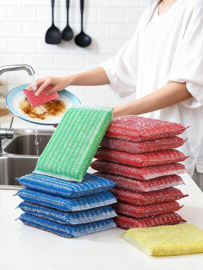 4/8/16 piezas Esponjas de cocina reutilizables, esponjas para lavar platos, paños de limpieza, esponjas de doble cara, herramientas de limpieza de cocina, aptas para platos, sartenes, estufas, microondas