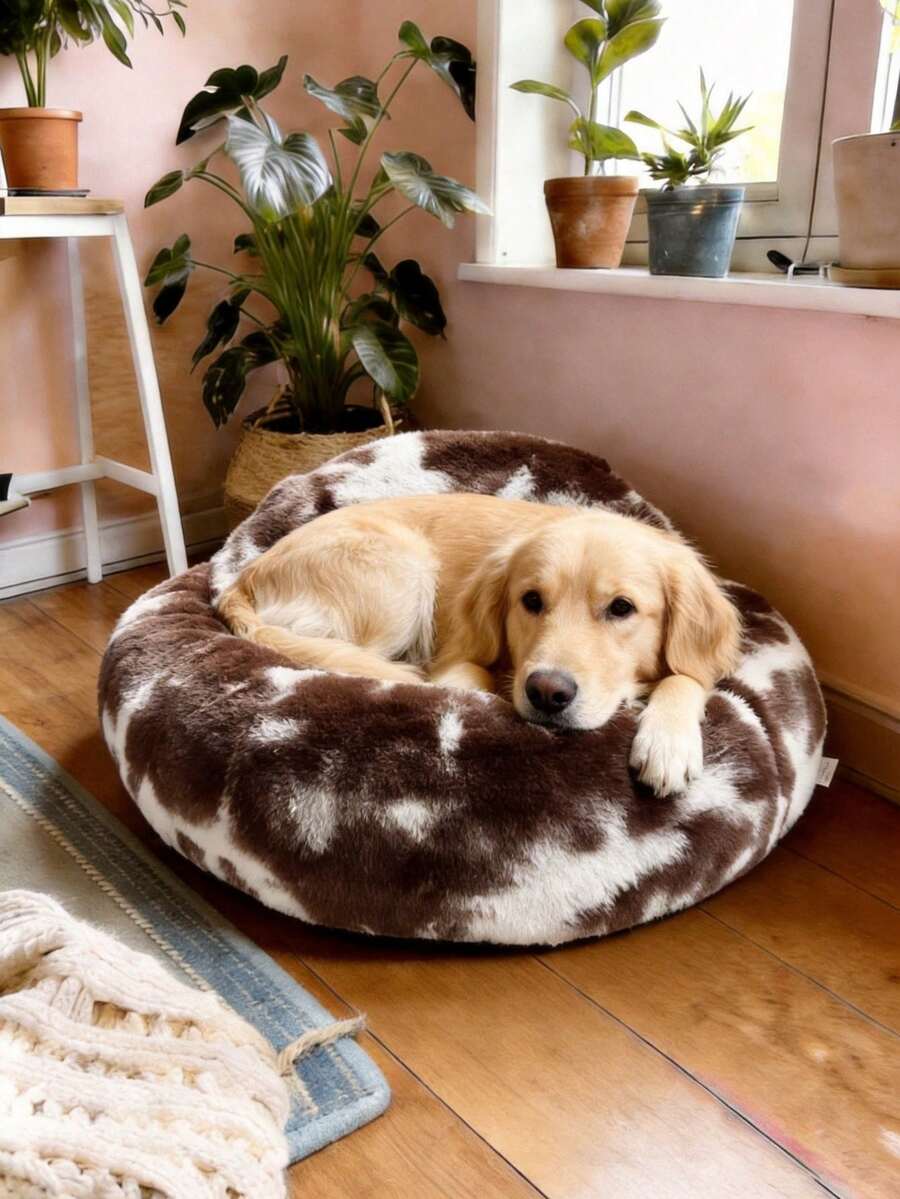 Cama Estilo Nido Antiestrés para Perro Mediano a Grande Color o Diseño al Azar, Cama Suave y Acolchonada para Mascotas, Diseño Envolvente Tipo Nido para Descanso Cómodo, Ideal para Perros Medianos y Grandes, Uso en Interior, Fácil de Colocar en Sala, Recámara o Área de Mascotas, Práctica y Funcional - Multicolor - Ver 1