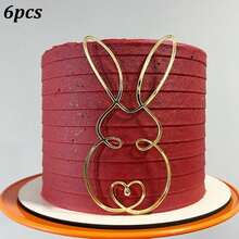 1 pezzo/3 pezzi/6 pezzi Decorazioni per torta in acrilico a forma di coniglio di Pasqua, decorazioni per torte per feste di Pasqua - Multicolore - Visualizzare 14