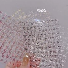 纯色蝴蝶结美甲贴纸，自带背胶，简约百搭，蝴蝶结亚克力按压式美甲贴片，持久耐用，美甲用品，美甲配件DIY，女士美容礼物 - 彩色 - 查看 11