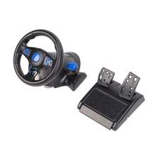 Game Steering Wheel 180° Rotation 7 in 1 Vibration USB Racing Game Wheel with Pedal for PC - Ver 6