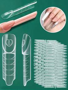 60PCS French Dual Form,3D Reverse Gel Nail Extensions Kit, 15 Size Reusable, French Nail Dual Forms For Beginners Professionals - Multicolor - View 1