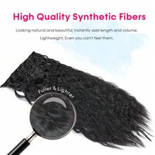 6pcs 22-Inch Black Mermaid Wave Synthetic Clip-In Hair Extensions - Multicolor - View 4