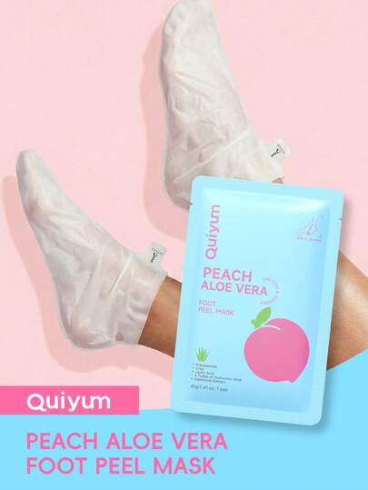 LAIKOU 1 pieza Máscara de pies con melocotón y aloe vera, 40g, anti-arrugas y exfoliante, anti-envejecimiento, absorción, reducción de líneas finas, blanqueamiento y reafirmante, apta para todo tipo de piel, cuidado personal
