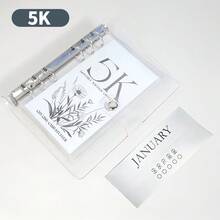 1pc 12-Month Envelope Savings Challenge Binder, 2.5K/5K/10K Savings Challenge Binder, Clear PVC A6 6-Ring Money Saving Organizer For School Supplies,Budgeting & Financial Planning - Clear - View 10