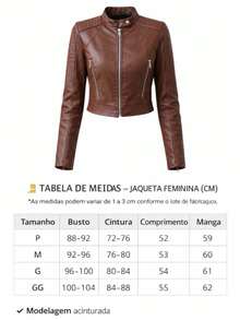 Women's Premium PU Leather Jacket, Stylish, Modern, Casual, Elegant,  Fall/Winter 2026 - 黑色 - 查看 4
