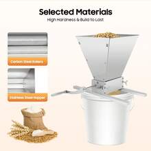 Professional Manual Grain Mill Grinder - Adjustable Carbon Steel Rollers (0-2.5mm) For Uniform Grinding, 4L Large Capacity Hopper, Hand Crank Wheat & Coffee Crusher For Home Kitchen & Brewing - 銀色 - 查看 2