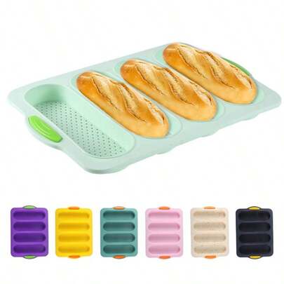 Macaron Color Hot Dog Mold, 4-Cavity Silicone Baguette Bread Hot Dog Baking Tray, Easy Release Non-Stick Easy Clean, Home Breakfast DIY Baking Tool