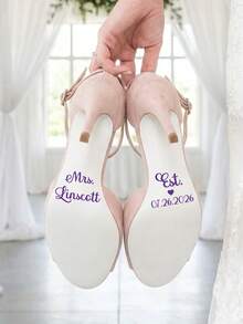 1/6/12pcs Customized Wedding Shoe Stickers, Can Customize Text, Wedding Shoe Stickers For Bride And Groom, Wedding Party, "I Do" Stickers, Wedding Stickers, Personalized Wedding Shoe Stickers, Customized Mr. & Mrs. - Multicolor - View 3