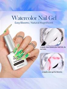 BORN PRETTY 10ml Gel de Unhas Aquarela, Esmalte de Unhas Removível com Efeito de Pintura Artística, Adequado para Salões de Beleza e Uso Doméstico - Transparente - Visão 7