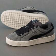 Puma Suede XL Thrive & Triumph Low-Top Lightweight Comfortable Casual Sneakers 402569, Unisex - Black-gray - View 2