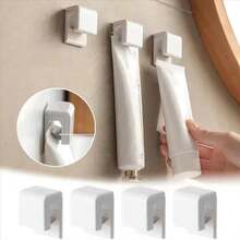 5/10/15pcs Toothpaste Holder No Punch Facial Wash Holder Bathroom Multifunctional Toothpaste Holder Wall Hanging Toothpaste Holder Rack Inner Buckle Design Non-Slip Plastic Clips Bathroom Facial Cleanser Creams Organizer Rack - White - View 2
