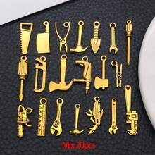 1套古银色工具系列扳手、螺丝刀、锤子，可用于珠宝制作DIY钥匙扣、耳环、手链、项链、吊坠等。 - 彩色 - 查看 11