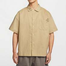Nike Men's AS M NL LINEN SS BTTNDWN SASH Short Sleeve Shirt HJ2982-297 - Brown - View 1